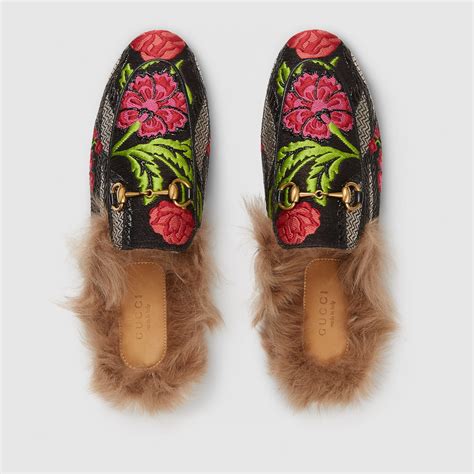 gucci princetown floral mule|gucci princetown fur sale.